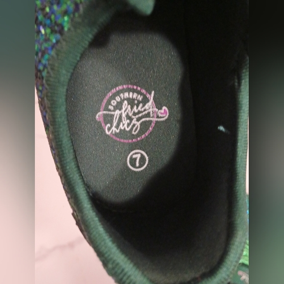 Sparkly Green Teal Glitter Sneakers - Women's 7 - Picture 4 of 6